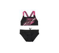 Speedo Costume da bagno a due pezzi con logo Medley Racerback, antracite/rosa Margarita, Antracite/Rosa Margarita, 11-12 Anni