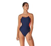 Speedo Costume da Bagno da Donna One Piece Prolt Flyback Solid Adult Colors, Costume da Bagno Intero Eco Splice Team Navy/Red, 26