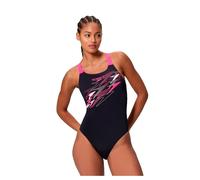 Speedo Medley Logo Medalist One Piece Costume da Bagno per Donna, Nero, 34