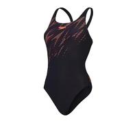 Speedo Costume da Bagno Muscleback Hyperboom Placement | Asciugatura Rapida | Allenamento | Fitness | Resistenza al Cloro Costume da Bagno per Donna, Nero/Rosso Sirena/Plum Dandy, 38