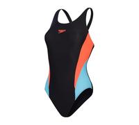 Speedo Costume Intero Medalist Hyperboom Allover, Resistenza al Cloro, Asciugatura Rapida Costume da Bagno per Bambina, Blu Navy/Rosa Elettrico/Rosa Fandango, 9-10 Anni