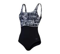 Speedo Costume Intero Modellante Contour Eclipse, Abbigliamento Modellante, Costumi da Bagno per Spiaggia e Vacanze Costume da Bagno per Donna, Nero/Grigio Ossido/Bianco, 34