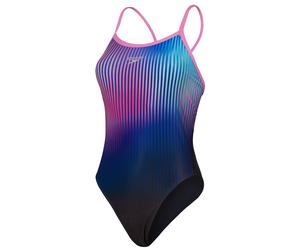 Speedo costume placement digital turnback one piece nero/kiki pink/picton