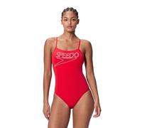 Speedo Donna Endurance+ Logo Thin Strap Swimsuit, High Risk Red, 56