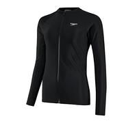 Speedo Donna Full Zip Long Sleeve Sun Protection Rash Top Rash Top, Nero/Bianco, XL