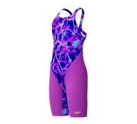 Speedo Fastskin - Costume da bagno da bambina Endurance+ Max Openback in pelle al ginocchio, costume da bagno da grotta corrente/fluo gelatina, Gelatina di corrente di grotta/neon, 15-16 Anni