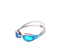 Occhialini Speedo Fastskin Hyper Elite bianco e blu con lenti trasparenti blu