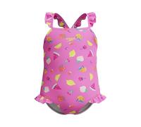 Speedo Frill Thinstrap One Piece Costume da Bagno per Bambina, Rosa, 6-9 Anni