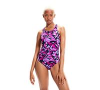 Speedo HyperBoom Allover Medalist Costume Intero Donna, True Navy/Berry/Miami Lilla, 30