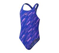 Speedo Hyperboom Allover Medalist One Piece Swimsuit | Chlorine Resistant | Quick Drying Costume da Bagno, True Cobalt/Sweet Purple/Disco Peach, 30 Girl's