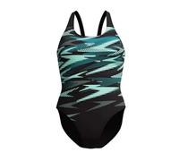 Speedo Hyperboom Placement Muscleback - Costume da bagno da donna, ad asciugatura rapida, resistente al cloro, colore: nero/verde, taglia: 40