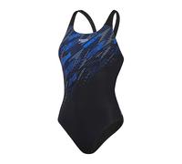 Speedo HyperBoom Placement Muscleback Costume da Bagno per Donna, Nero/Blu, 32