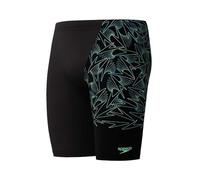 Speedo Hyperboom V-Cut Jammer da Nuoto per Uomo, Black e Alfalfa Green, 26