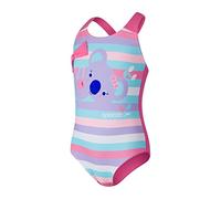 Speedo Infant Girl's Learn to Swim Printed Crossback Swimsuit | Chlorine Resistant | Recycled Fabric | Stretchy Fabric , Hard candy/Galinda/Powder blush/Marine Blue/Beautiful Blue, 6-9 Months