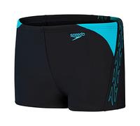 Speedo Junior Boy's Hyperboom Splice Aquashort Swimming Trunks | Chlorine Resistant | Quick Drying | Stretch Fabric | Print Detail, Black/Bolt, 15-16 Years