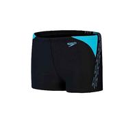 Speedo Junior Boy's Hyperboom Splice Aquashort Swimming Trunks | Chlorine Resistant | Quick Drying | Stretch Fabric | Print Detail, Black/Bolt, 5-6 Years