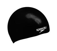 Speedo Junior Plain Moulded Silicone Swimming Cap | Dry Hair | Kids Swim, Black, One Size