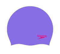 Speedo Junior Plain Moulded Silicone Swimming Cap | Dry Hair | Kids Swim, Purple/Red, One Size