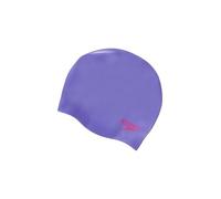 Speedo Junior Plain Moulded Silicone Swimming Cap | Dry Hair | Kids Swim, Purple/Red, One Size