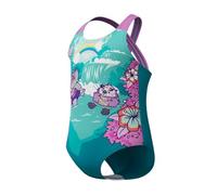 Speedo Learn to Swim Printed Crossback Swimsuit | Chlorine Resistant | Recycled Fabric | Stretchy Fabric Costume da Bagno per Bambina, Neon Violet, 9 Mois-12 Mois