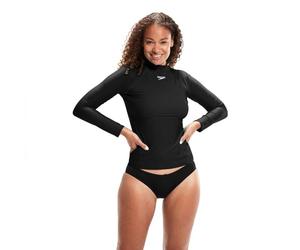 Speedo Long Sleeve Maglia Rash per Donna, Nero, 38