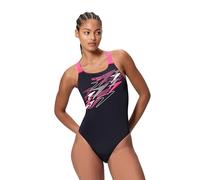 Speedo Medley Logo Medalist One Piece Costume da Bagno per Donna, Nero, 36