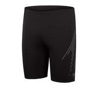 Speedo Men's Hyperboom Placement Jammer | Swim Training | Fitness | Chlorine Resistant, Black/USA Charcoal, 34