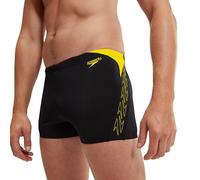 Speedo Men's Hyperboom Splice Aquashort Swimming Trunks| Quick Drying | Training | Fitness | Chlorine Resistant, Black/Lemon Drizzle, 40