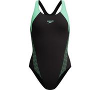 Speedo Placement Laneback W - costume intero - donna Black/Green 38