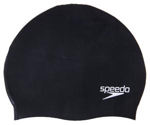Speedo Plain Moulded Silicone Cap Nero, cuffia in silicone per nuoto