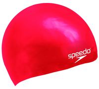 Speedo plain moulded silicone junior cap bianco/rosso