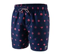 Speedo Print/Check Leisure 16", Watershort Uomo, Navy/Psycho Red, XXL