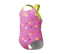 Speedo Print Crossback One Piece Costume da Bagno per Bambina, Rosa, 4 Anni