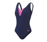 Speedo Shaping Printed OpusGem DD+ 1 Piece Costume da Bagno per Donna, Nero/Rosa, 36