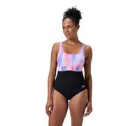 Speedo SPDSCU CNTR Eclipse - Costume da bagno da donna con spalline regolabili, colore: nero/viola, taglia: 48