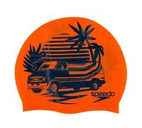 Speedo SPEFT - Berretto Unisex con Stampa Slogan per Adulti, Colore: Arancione Puro/Blu Navy, Taglia Unica