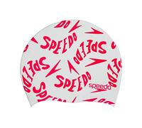 Speedo SPEFT - Cappellino Unisex per Bambini, con Scritta in Lingua Inglese: Bianco/Rosso Lava, Taglia Unica
