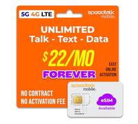 SpeedTalk Mobile Starter Kit universale prepagato per SIM Card - Piani da $5/mese. Piani illimitati da $9/mese Nessun contratto Cellulare 5G 4G LTE iOS Android Smart Phones, Triple Cut 3 in 1 SIM Card
