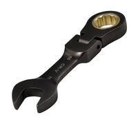 SPEEDWOX 15 mm Stubby Flex-Head chiave combinata a cricchetto - scatola a 72 denti e chiave a estremità aperta, testa flessibile antiscivolo, acciaio CR-V trattato termicamente su bulloni scapati e
