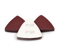 SPEEDWOX 30 pezzi di carta vetrata triangolo con gancio e anello 120 grana 80 mm 3-1/8 pollici per oscillazione multi strumento dettaglio levigatrice dischi abrasivi triangolari abrasivi