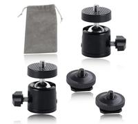 SPEEDWOX 4PCS Testa a sfera per fotocamera Testa a sfera girevole a 360 gradi Treppiede Testa a sfera Supporto girevole Mini vite a testa a sfera Montaggio a treppiede per fotocamera Hot Shoe Mount