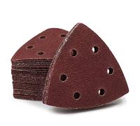 SPEEDWOX 50 cuscinetti abrasivi triangolari con gancio e anello 80 grana oscillante 90 mm 6 fori misura 3-1/2 pollici oscillante multi strumento