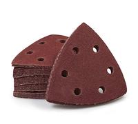 SPEEDWOX 50 cuscinetti abrasivi triangolari con gancio e anello a grana 120 oscillanti per levigatura 90 mm, 6 fori, misura 3-1/2 pollici oscillante Multi Tool