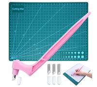 SPEEDWOX Craft - Utensile da taglio a 360 gradi, lama rotante tagliacarta con 3 testine per incisione (15/30/45°) e piastra in acciaio inox strumenti artigianali coltello penna per stencil