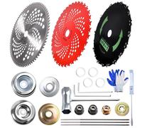 SPEEDWOX Lame per decespugliatore con punta in carburo da 22,9 cm e 25,4 cm, 3 denti per motosega 36T + acciaio al carbonio 20T + lame per decespugliatore 80T con kit adattatore per motosega WeedEater