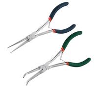 SPEEDWOX Mini pinza a becco lungo con ganascia liscia Mini pinza a becco lungo curvo Mini pinza a becco lungo angolato Pinza a becco angolato per la fabbricazione di gioielli Piegatura del filo e
