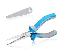 Speedwox, Pinze a becco lungo ad ago e punta fine, con ganasce seghettate, sottili, con custodia protettiva, per la creazione di gioielli e la lavorazione di fili e perline, blu, 15,24 cm
