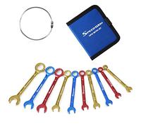 SPEEDWOX Set di 10 mini chiavi combinate placcate colorate, con custodia portatile e anello grande (4-11 mm)