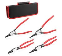 SPEEDWOX Set di 4 pinze per anelli a scatto da 30 cm, kit di pinze per anelli interni esterni, diametro punta 0,3 cm, pinze per anelli di fissaggio a ganasce dritte e curve