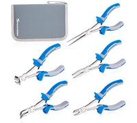 SPEEDWOX Set di 5 mini pinze con custodia, include pinze per taglio finale, pinze a becco piatto, pinze diagonali, pinze per naso, per lavori artigianali, riparazioni
